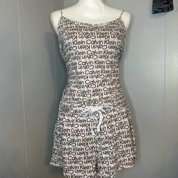Calvin Klein Logo Print Lounge Set – Tank & Shorts, Size XL - Picture 4 of 8